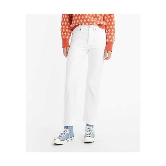 Levi's White Straight Leg Crop Jeans - Picture 1 of 3